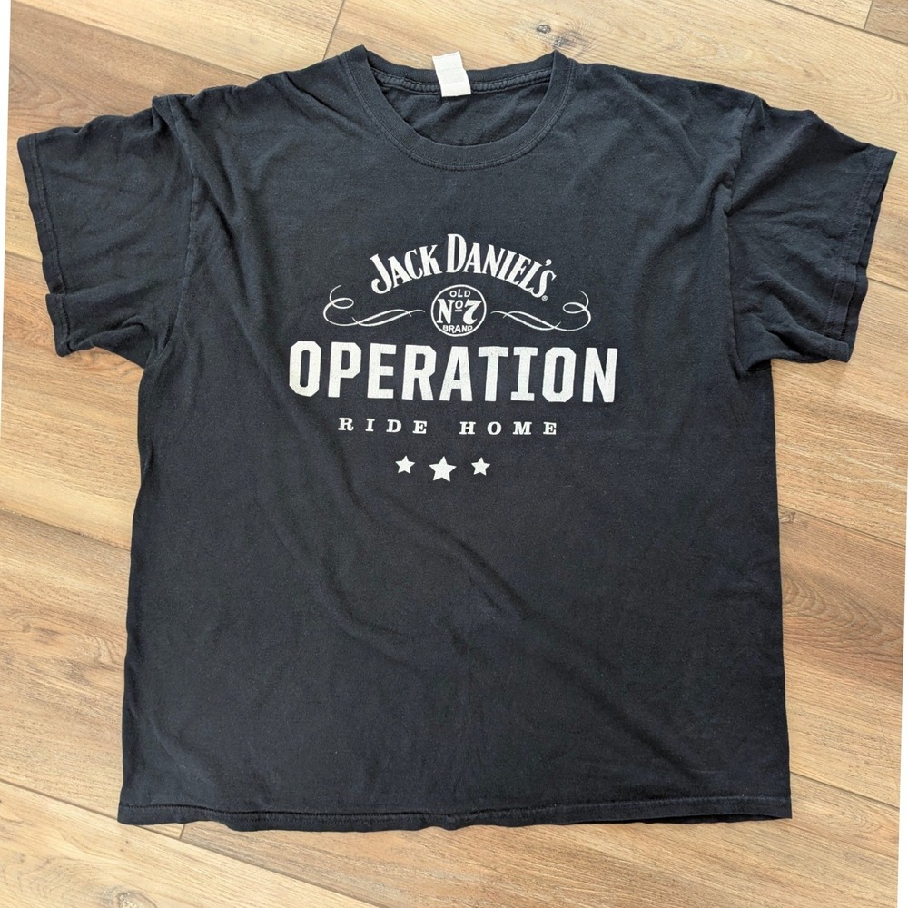 Jack Daniels Operation Ride Home T-Shirt Mens XL Black Gildan Heavy Cotton Tee